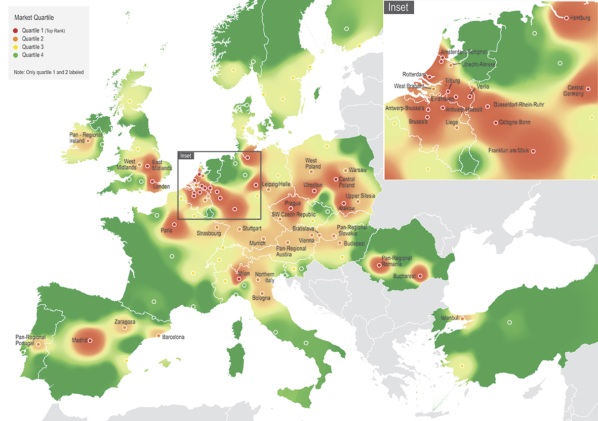 Customer Growth Strategies: Europe‘s Most desirable logistics locations - Heat map